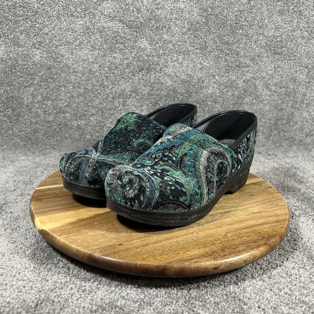 Dansko Vegan Women’s Size EU 39 US 8.5 Green Paisley Tapestry Slip On Clog Shoes - Picture 7 of 12